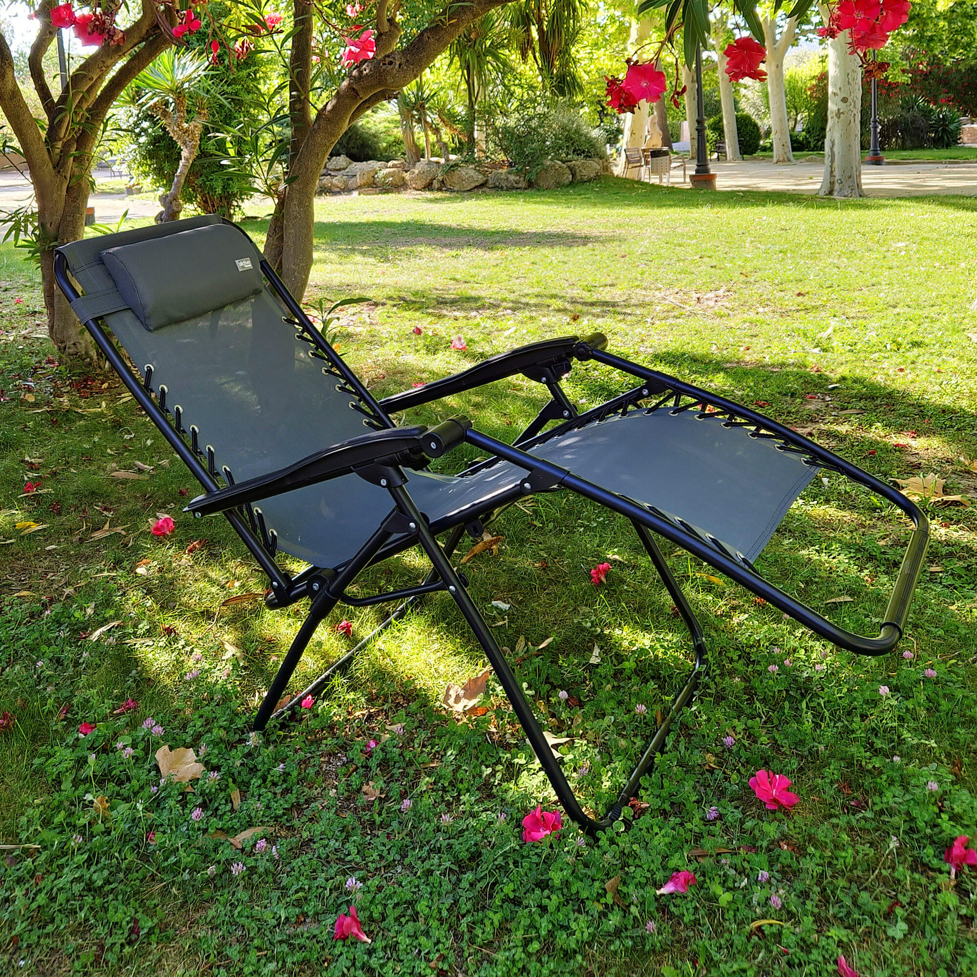 Aktive Sedia pieghevole da giardino a gravità zero grigio 2 posizioni 3/7