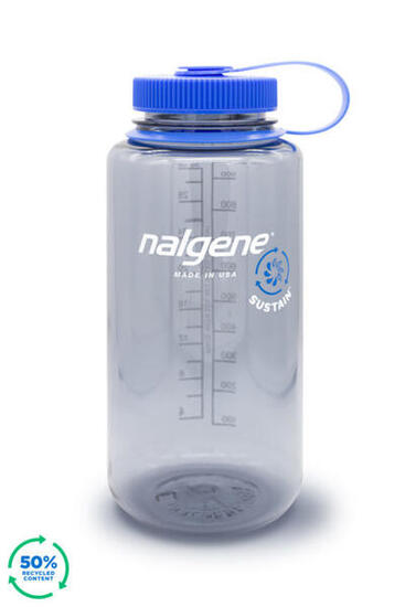 Nalgene Original- Wide-Mouth Tritan Sustain Bottle - 1L -Grey