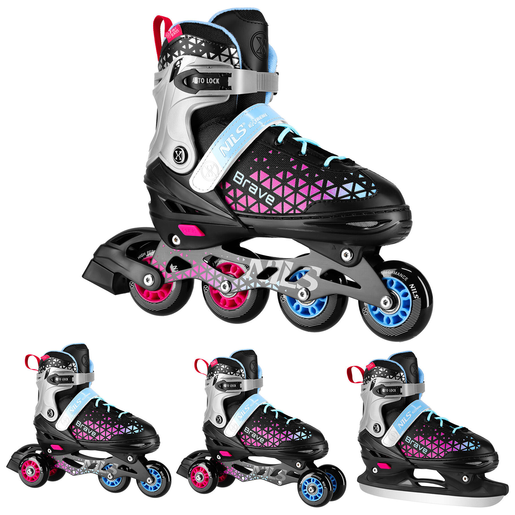 Inline-Skates mit Hockey-Skate-Platte Brave Nils Extreme NH18190A 4-in-1 2/7