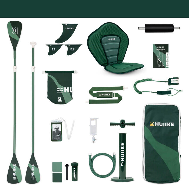 Placă SUP Gonflabilă 10’ Convertibilă în Caiac, până la 130 kg, Verde