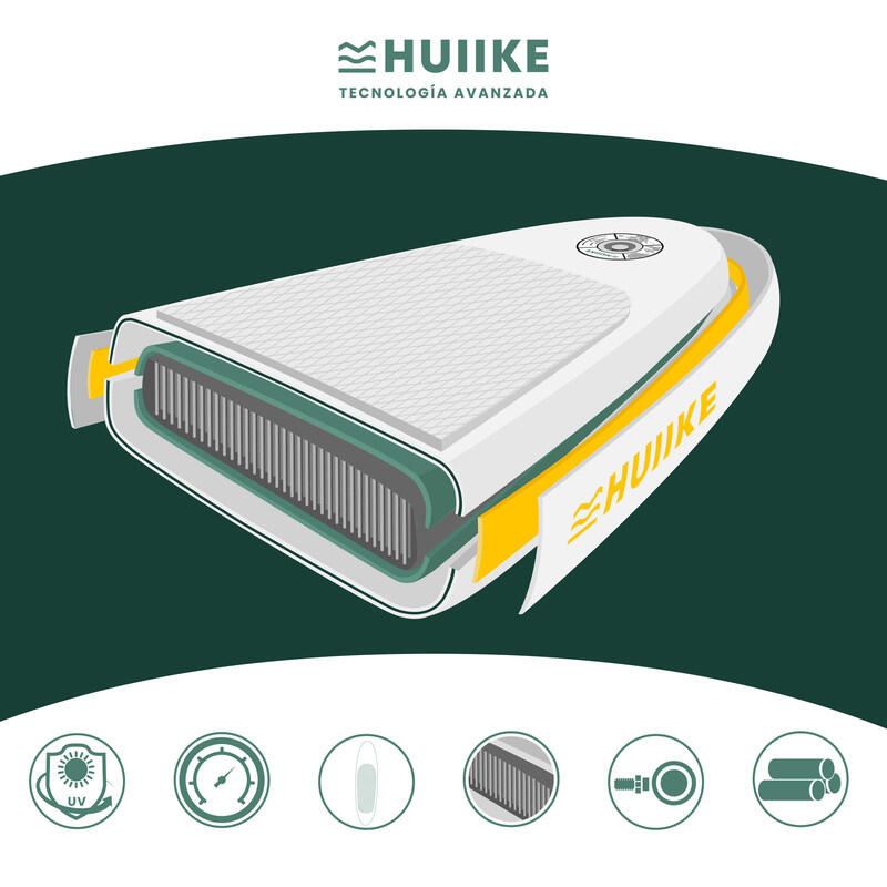 Tabla Paddle Surf Hinchable Accesorios Premium, HUIIKE, Verde, Gran Estabilidad 6/7