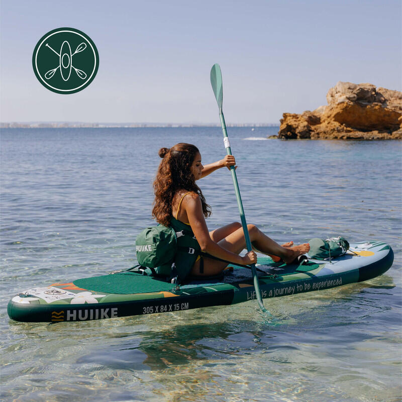 Placă Stand Up Paddle Gonflabil Accesorii HUIIKE, Verde, Stabilitate Mare