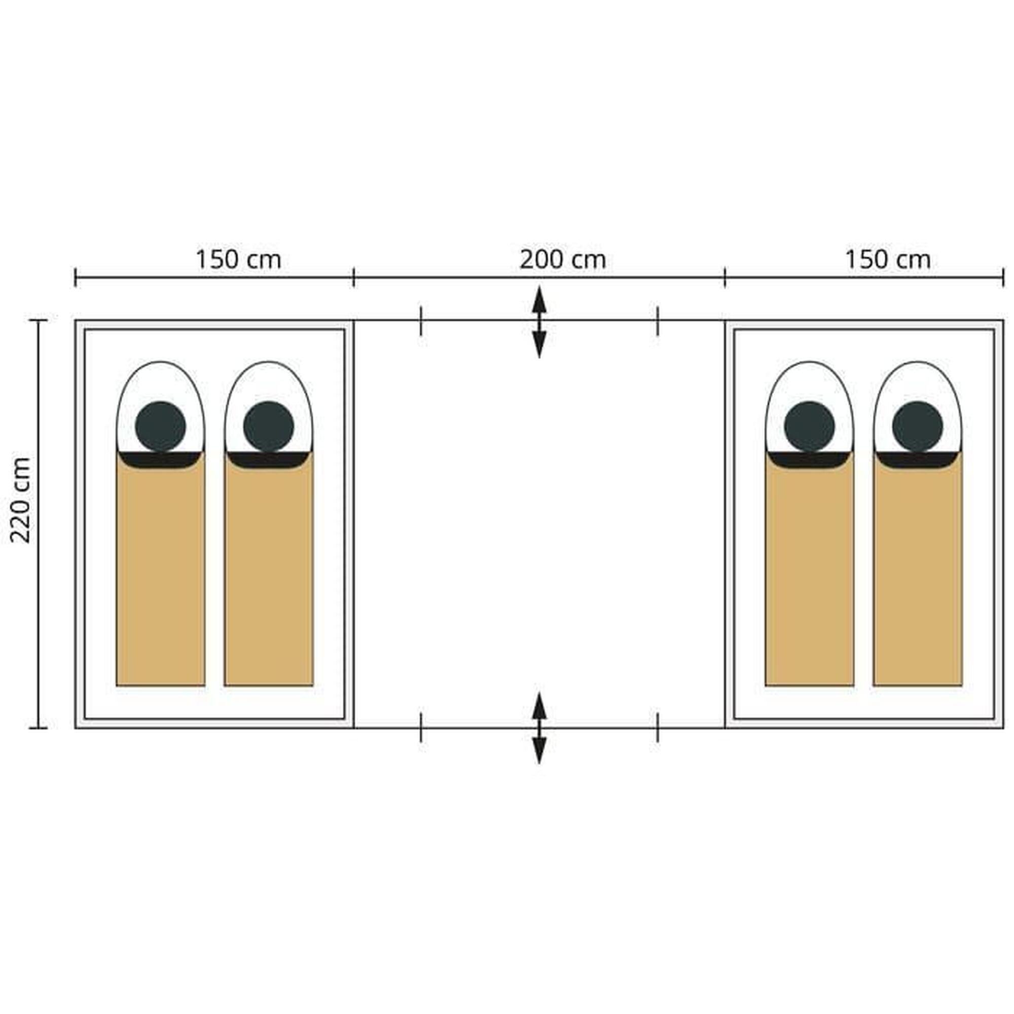 Tente dôme familiale Hammerfest 4 Protect - sol cousu - 4 personnes - 2 cabines