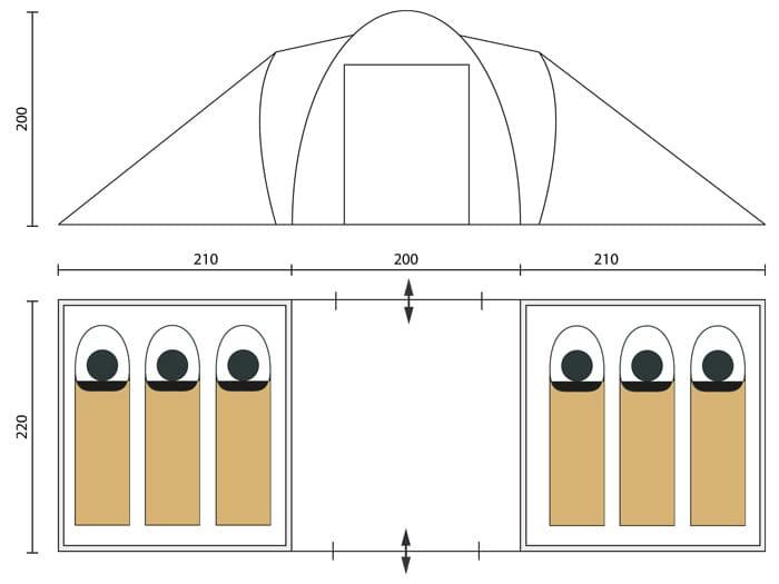 Tente dôme familiale Hammerfest 6 - Camping - 6 personnes  - 2 cabines 7/8