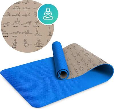 Duurzame yogamat van extra dik tpe en kurk - sport en fitness mat