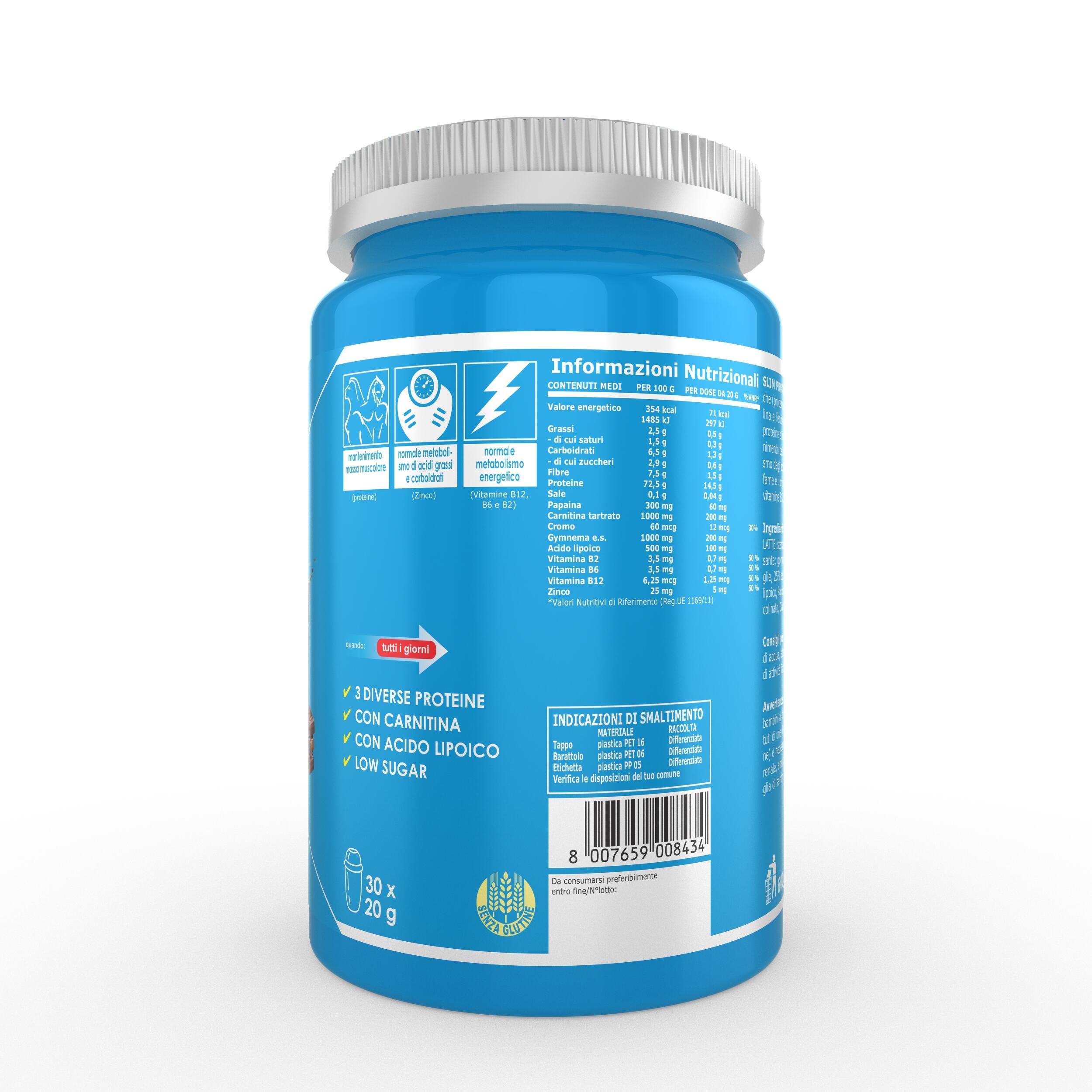 Integratore alimentare - SLIM PROTEIN CACAO 600g - controllo del peso 2/7
