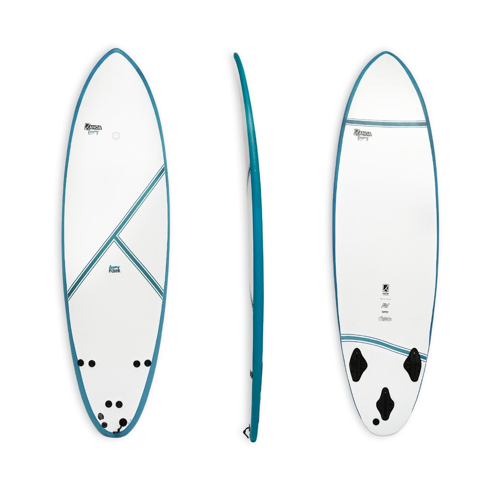 Kanoa Surfboards - Foamy Funk X Futures 5'7 Planche De Surf En Mousse Pour Les Intermédiaires - Planche De Surf - Blanc|bleu - Taille Unique - Decathlon