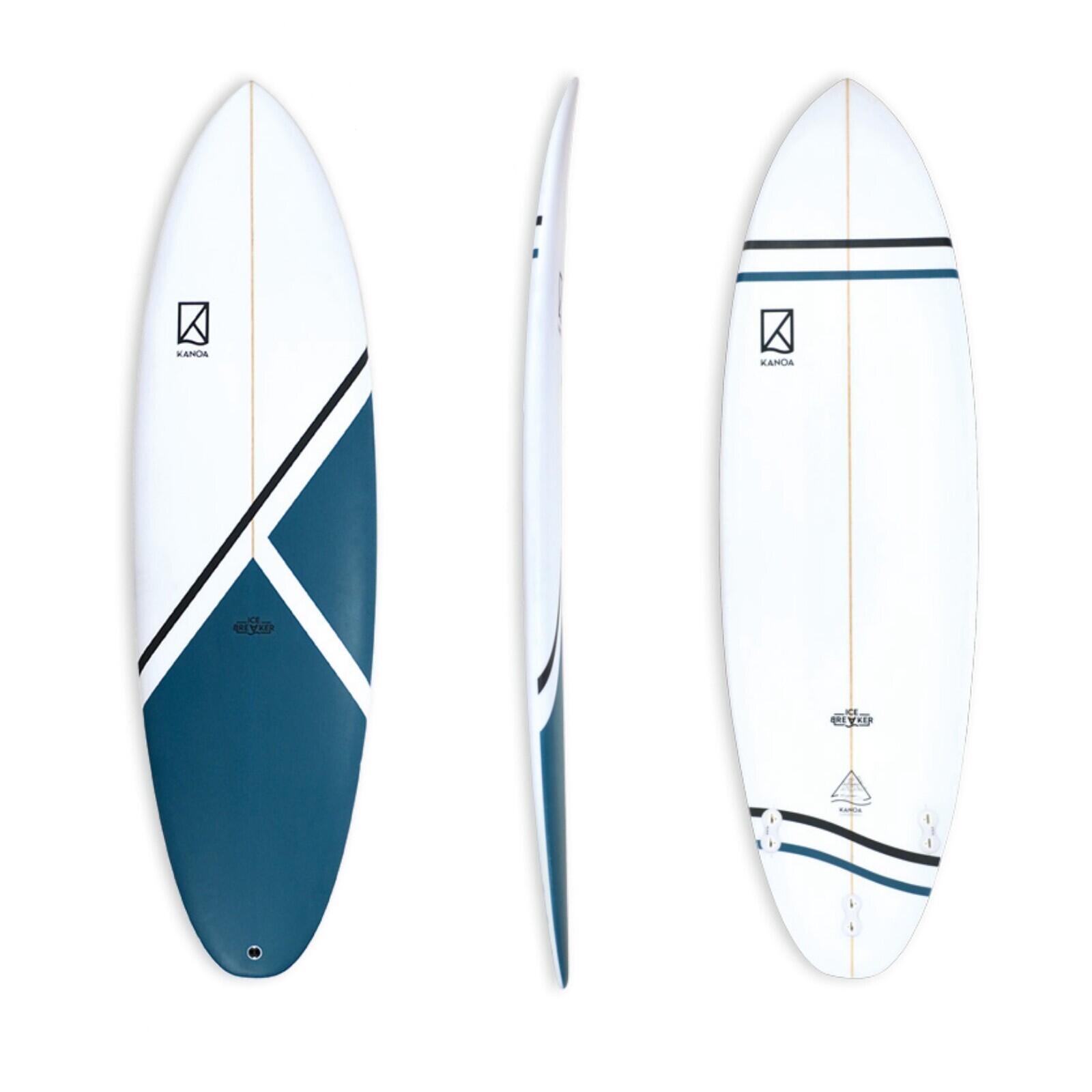 Kanoa Surfboards - Icebreaker 7'5 - Planche De Surf Mini Malibu - Planche De Surf - Blanc|bleu - Taille Unique - Decathlon
