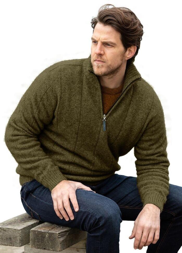 Wełniany sweter męski Weft Possum Merino Javelin Zip Neck