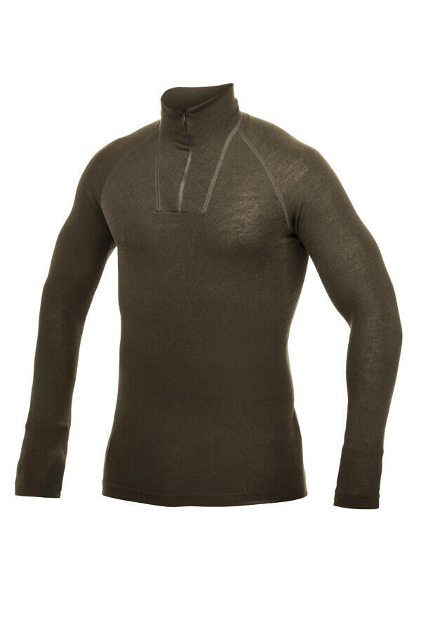 WOOLPOWER Woolpower Strato base Merino Zip Dolcevita LITE - Verde Pino