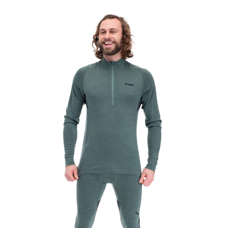 Bergans of Norway Interior:Pure Half Zip - Verde jade oscuro/Carbón sólido