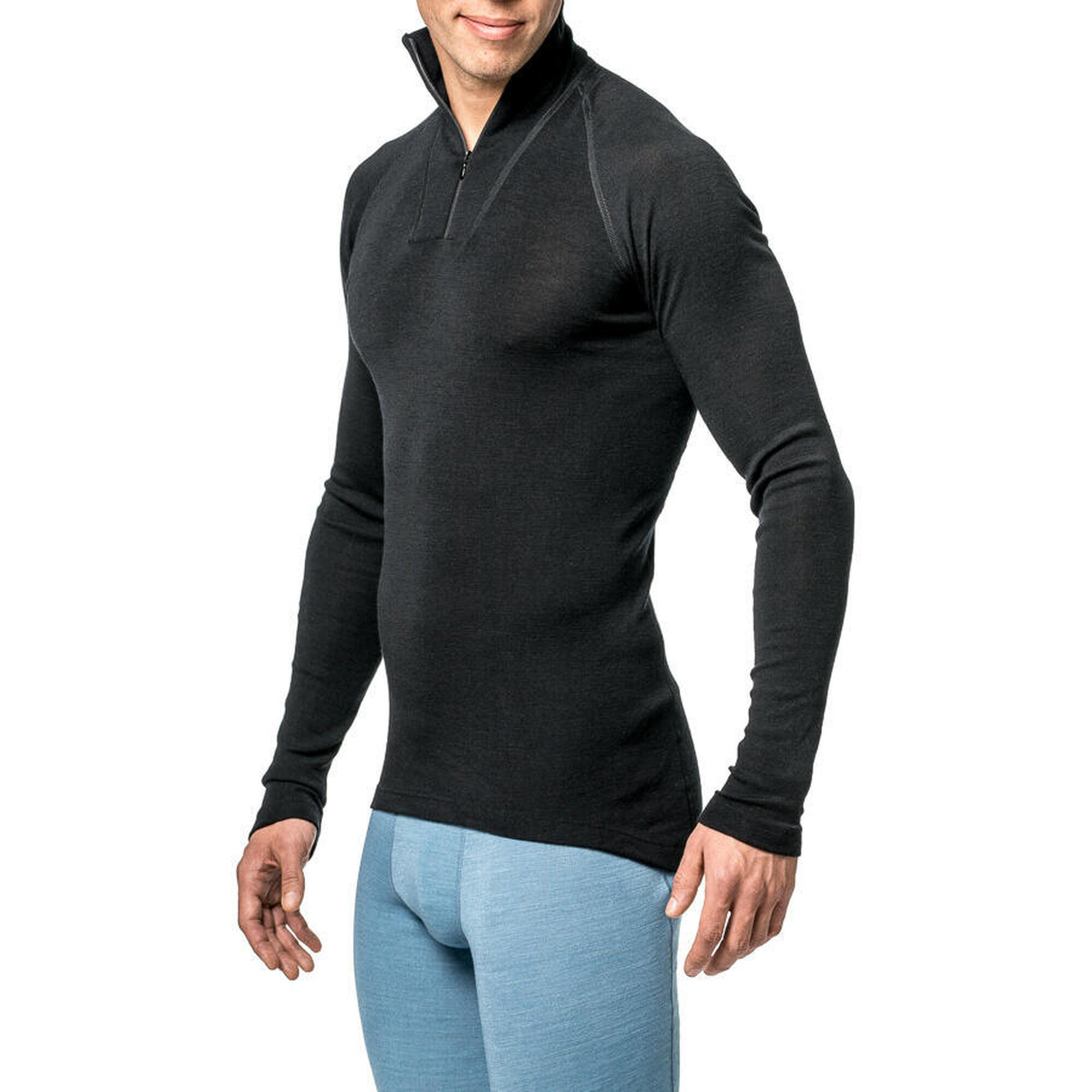 Woolpower Merino Base Layer Zip Turtleneck LITE - Negro