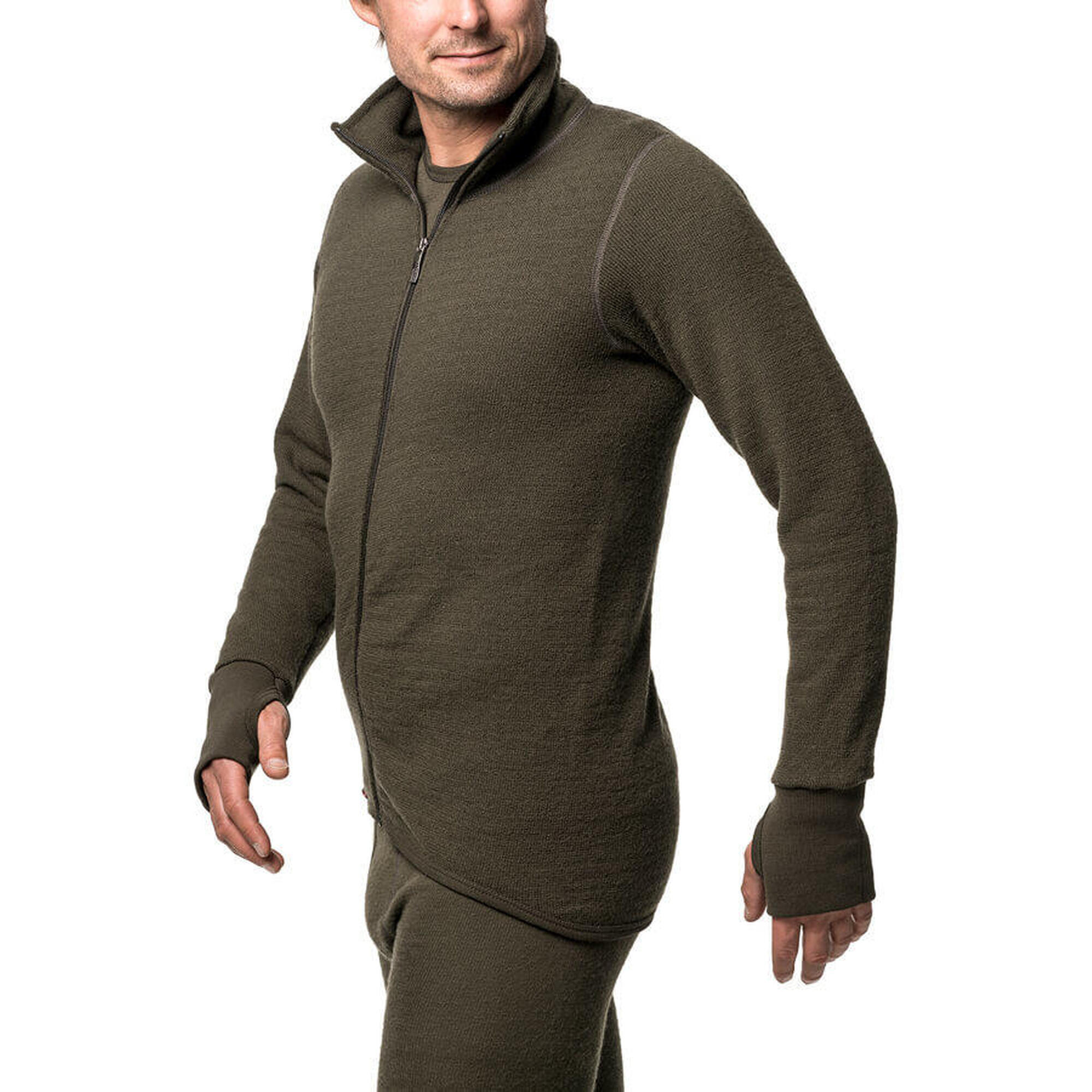 Woolpower Giacca Merino Mid Layer Full Zip 400 - Verde Pino