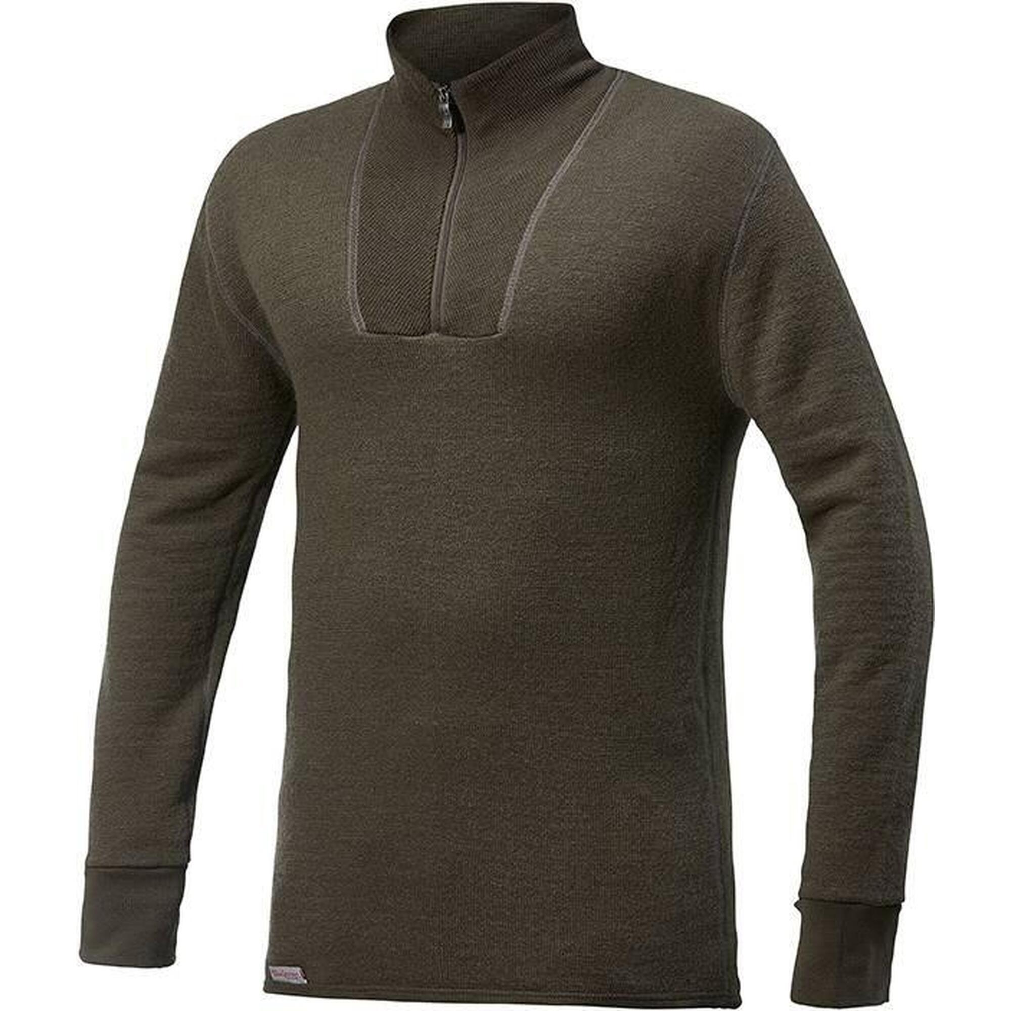 Woolpower Merino Base Layer Zip Turtleneck 200 - Verde Pino