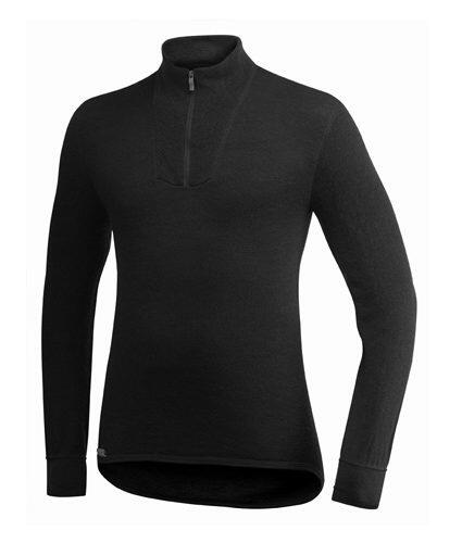 WOOLPOWER Woolpower Merino Base Layer Zip Rollkragenpullover 200 - Schwarz