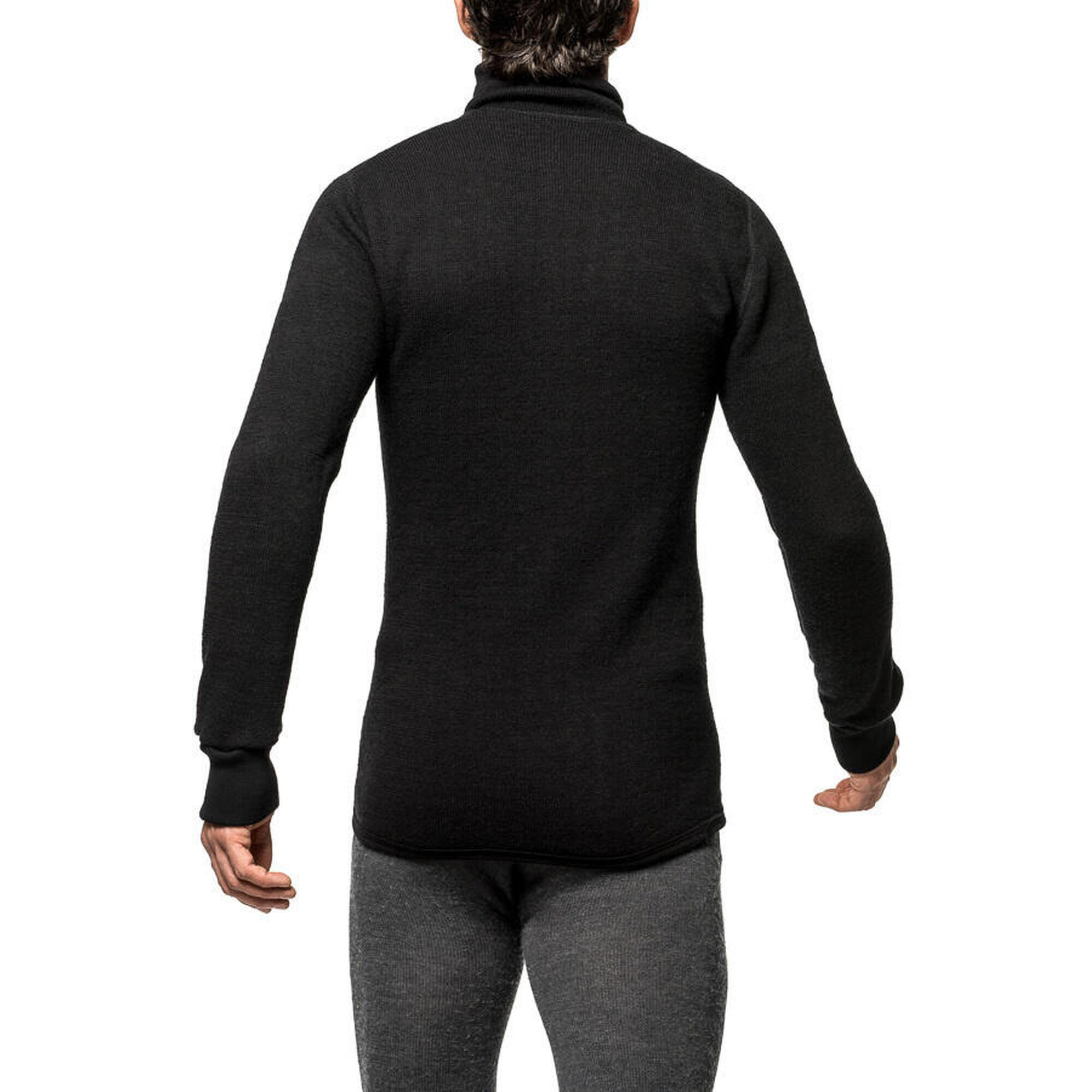 Woolpower Merino Mid Layer Zip Cuello alto 400 - Negro