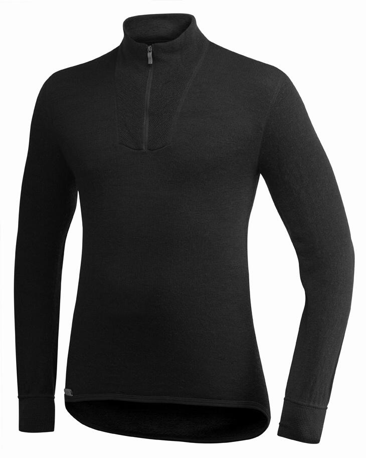 WOOLPOWER Woolpower Merino Mid Layer Zip Turtleneck 400 - Black