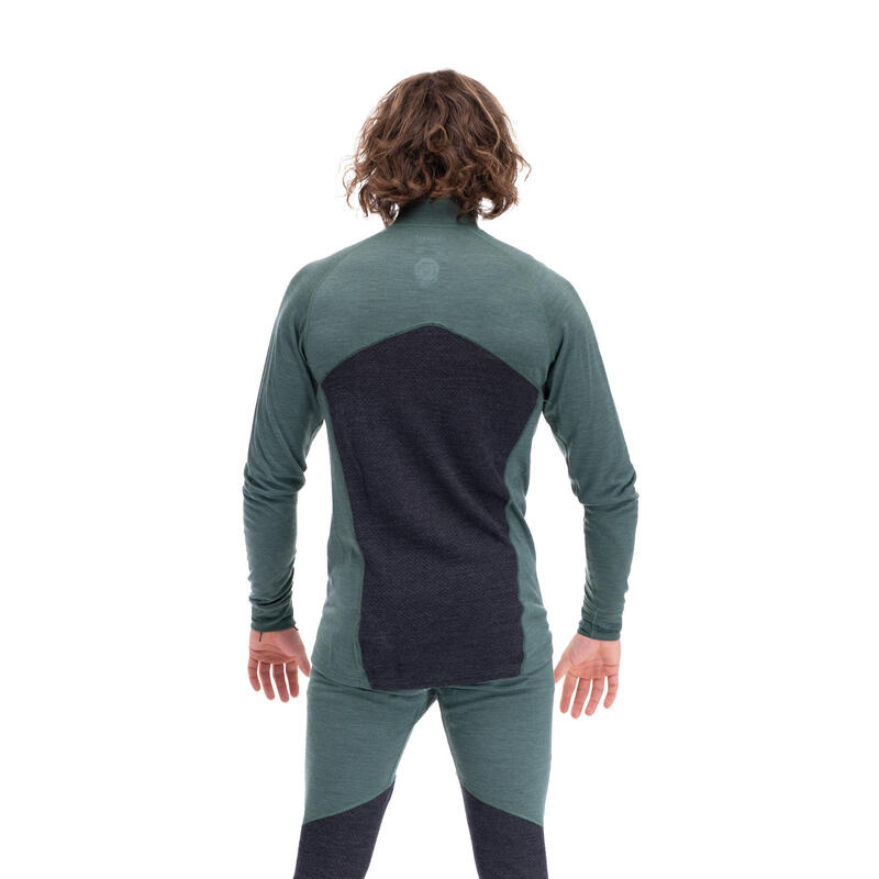 Bergans of Norway Interior:Pure Half Zip - Verde jade oscuro/Carbón sólido