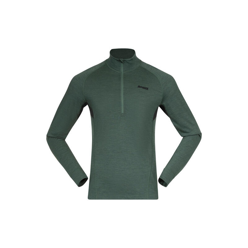 Bergans of Norway Interior:Pure Half Zip - Verde jade oscuro/Carbón sólido