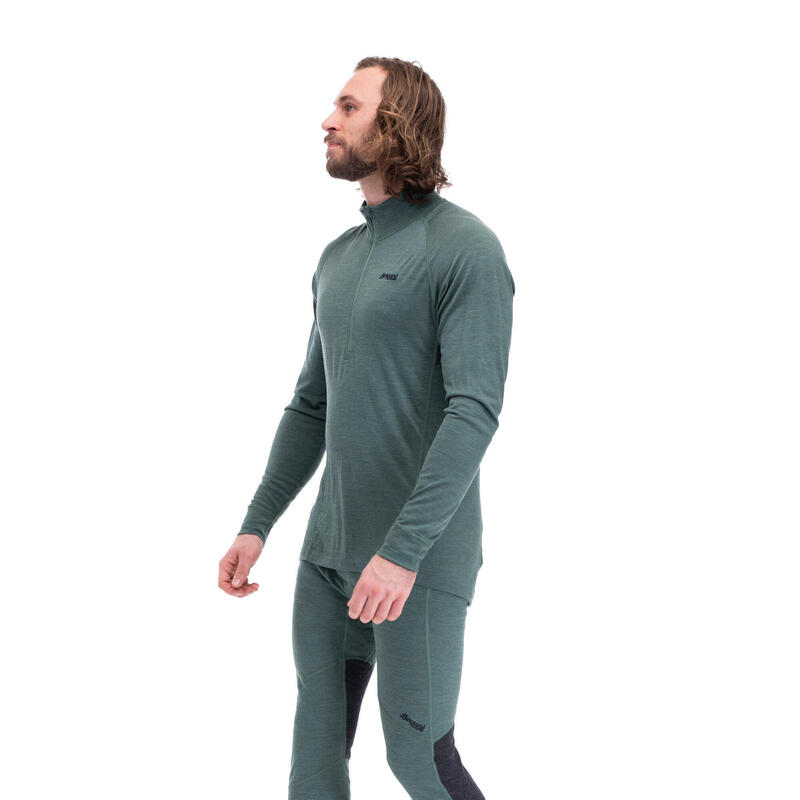 Bergans of Norway Interior:Pure Half Zip - Verde jade oscuro/Carbón sólido