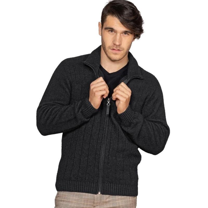 Weft Possum Merino Lancaster 2 - Wool Cardigan - Charcoal