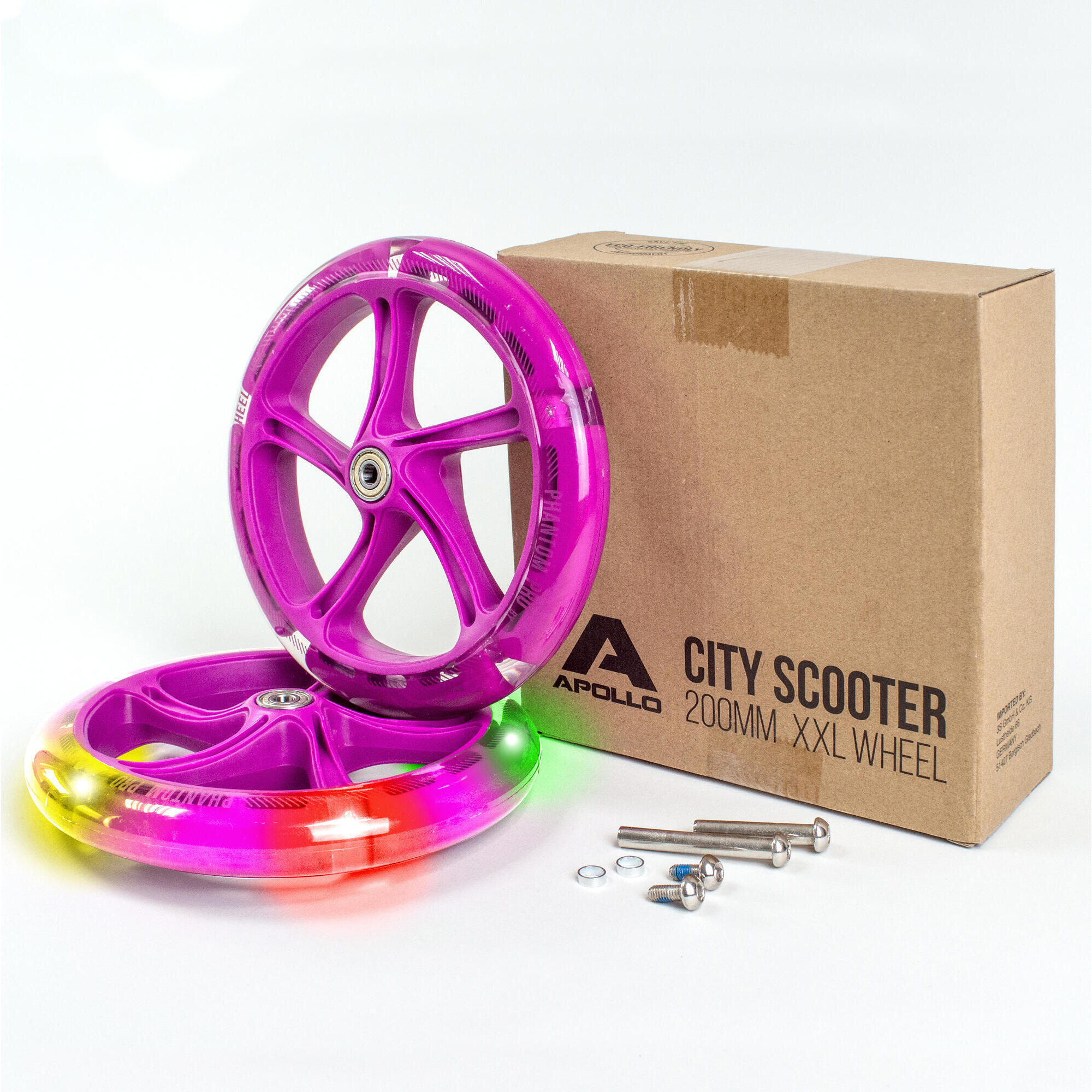 Apollo - Roues De Rechange 200mm Pour Trottinette Urbaine Pro Avec Roulements Abec 7/ Led - Roue - Multicolore|rose - 200cm - Decathlon