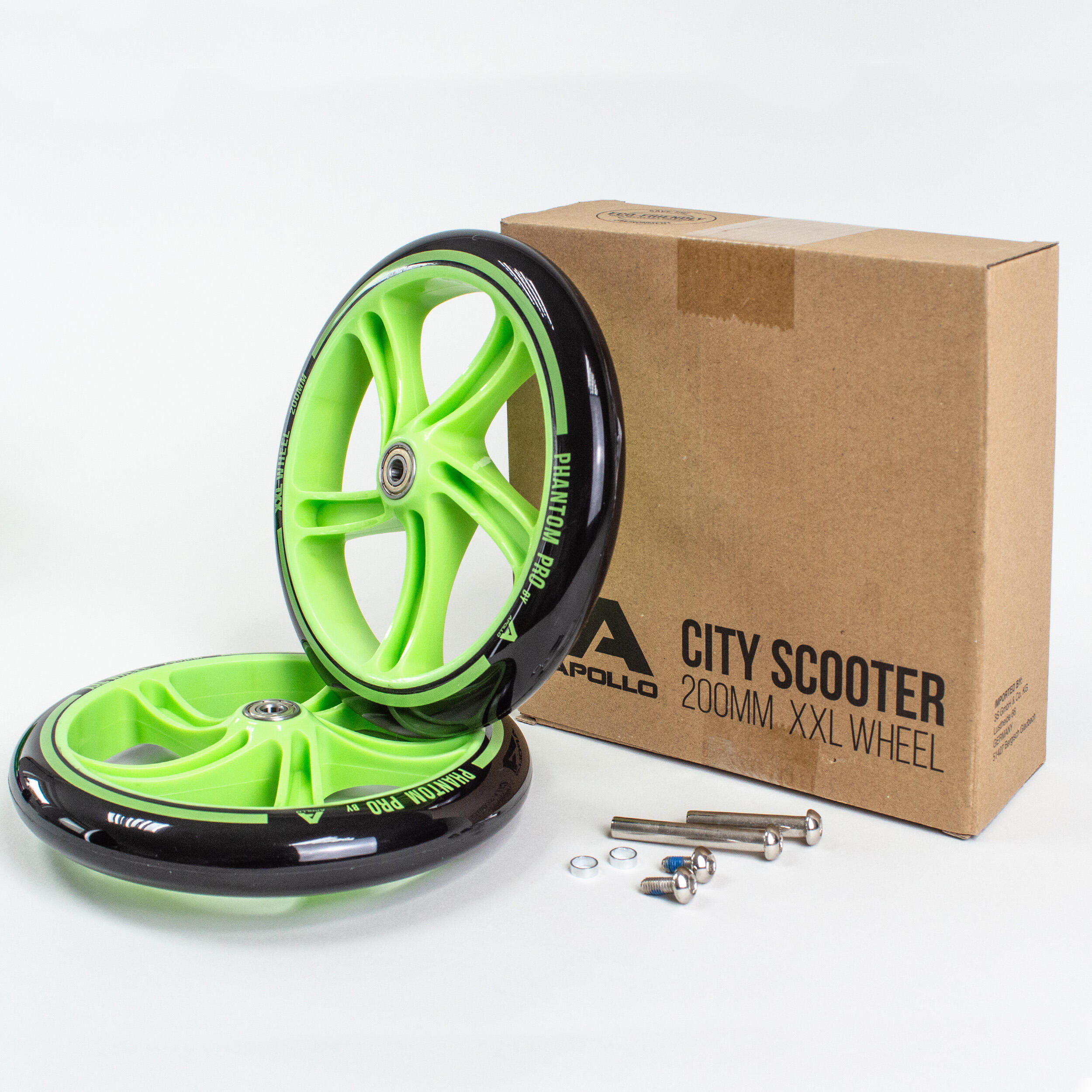 Apollo - Roues De Rechange 200mm Pour Trottinette Urbaine Pro Avec Roulements Abec 7/ Led - Roue - Noir|vert - 200cm - Decathlon