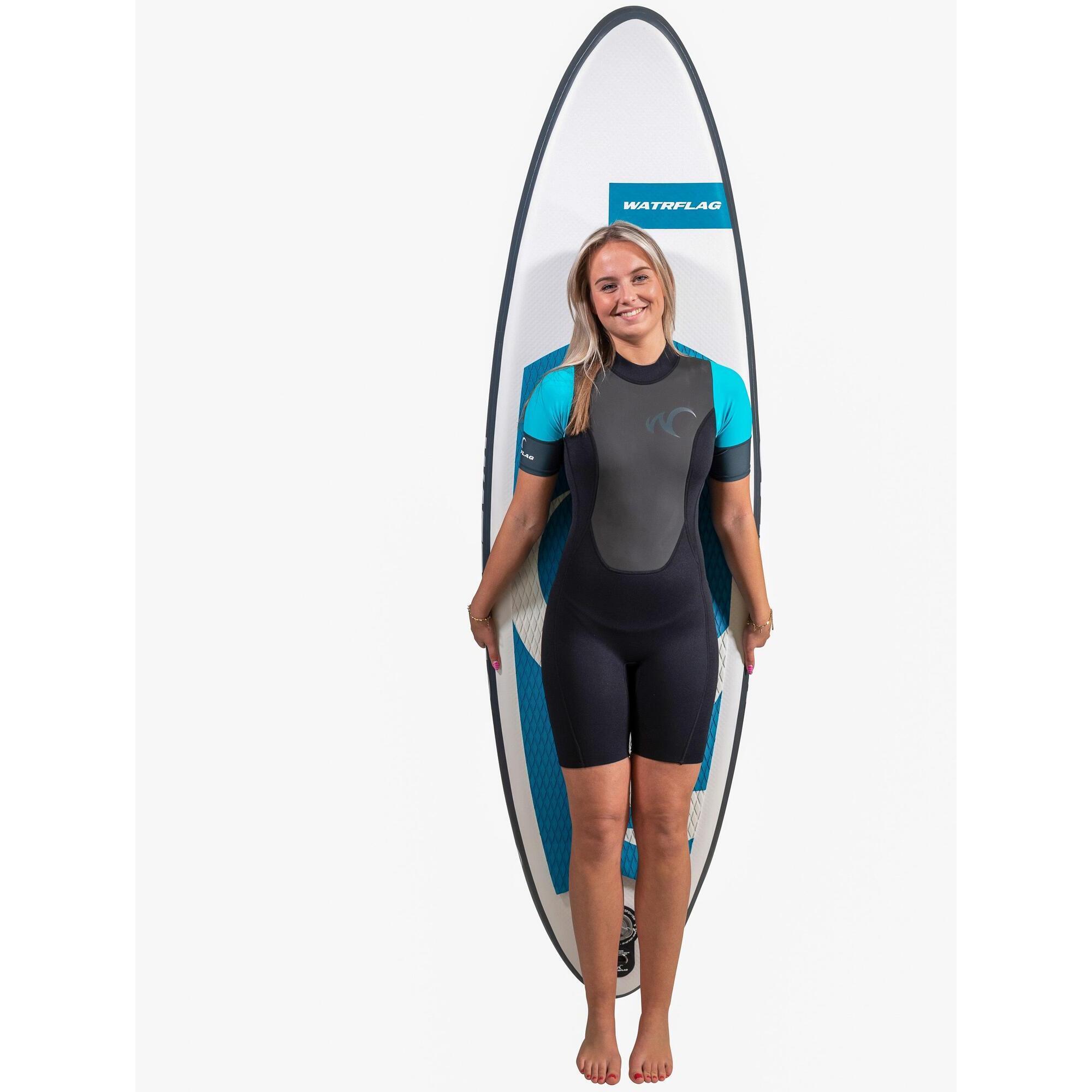 Watrflag - Combinaison Darwin Femme Turquoise - Néoprène Premium 3mm Avec Manches En Lycra - Shorty De Glisse - Noir - 48 Xl - Decathlon