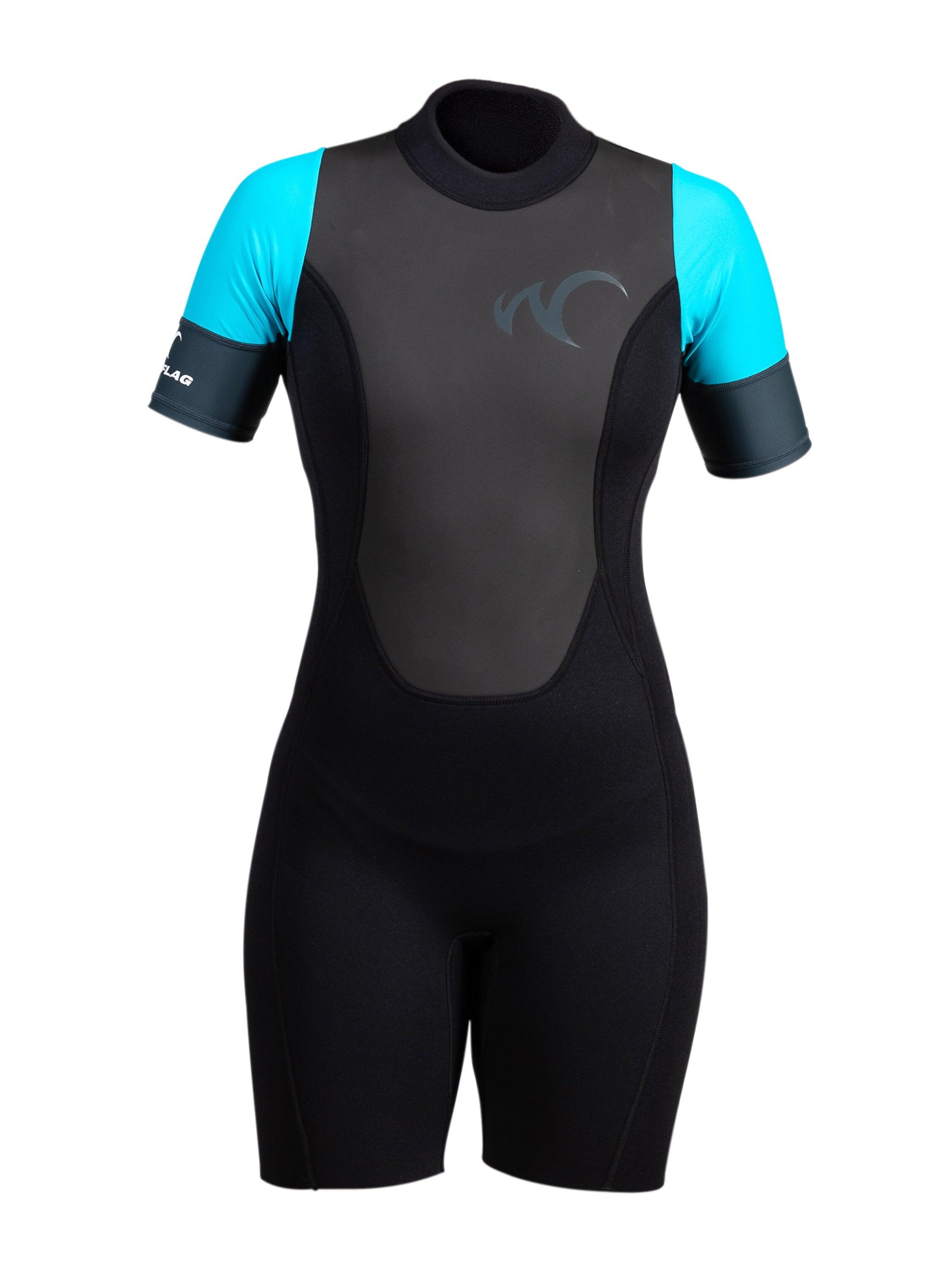 Shorty Darwin Women Turquoise - 3mm Neopreen met Lycra mouwen 6/7