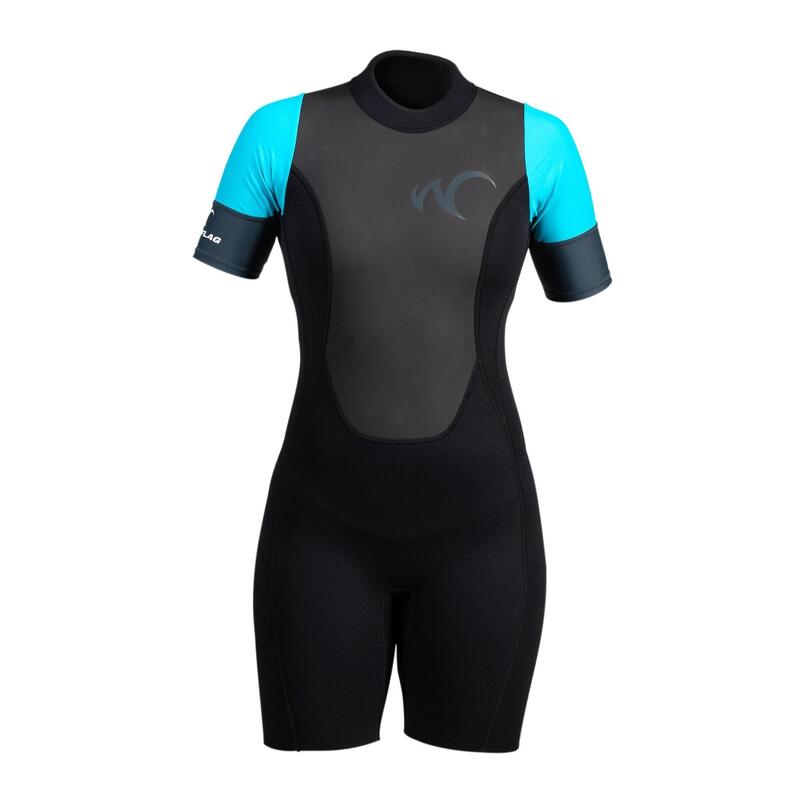 Beco Shorty Combinaison Néoprène Enfant - 2 Mm SCR Avec Protection UV 50 - Manches Courtes, Fermeture Éclair - Tailles 80 à 152 - Rose Ou Bleu/Vert - Idéal Eau Et Plage