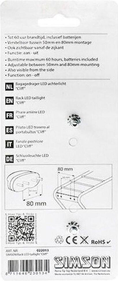 Lampa Tylna Cliff Na Akumulator 50/80Mm