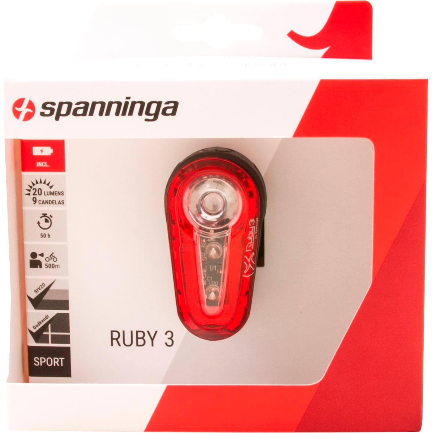 SPANNINGA Spanninga Ruby 3 Battery Rear Light for Bicycles