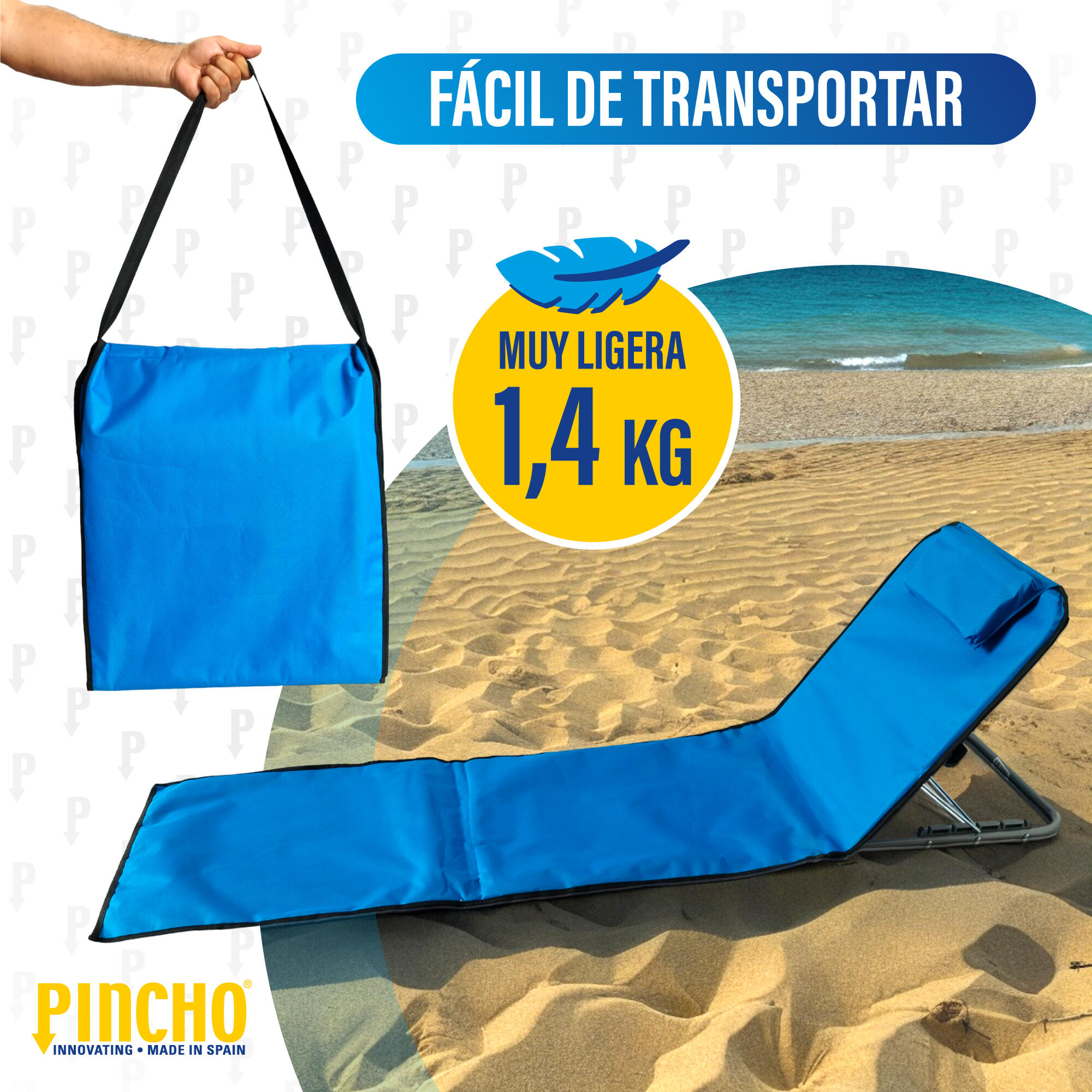 Esterilla de Playa Plegable portatil con Respaldo Ajustable 2/6