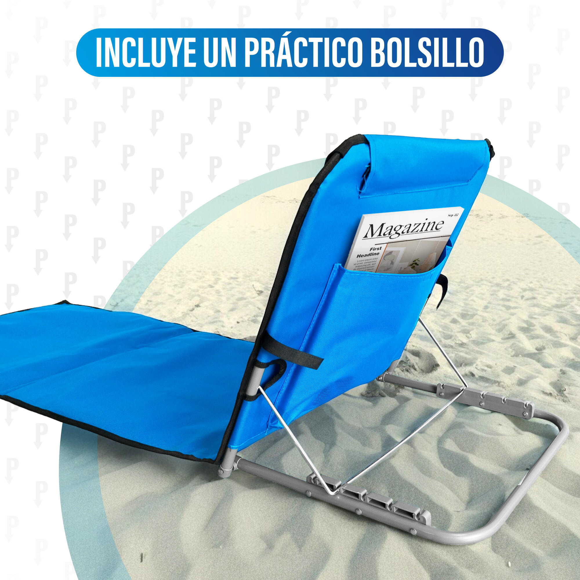 Esterilla de Playa Plegable portatil con Respaldo Ajustable 5/6
