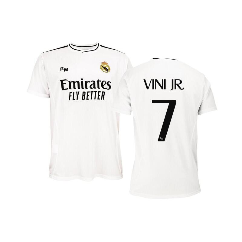 Camiseta Fútbol Niños Real Madrid 1ª Equipación 24/25 Réplica Oficial Vini JR.