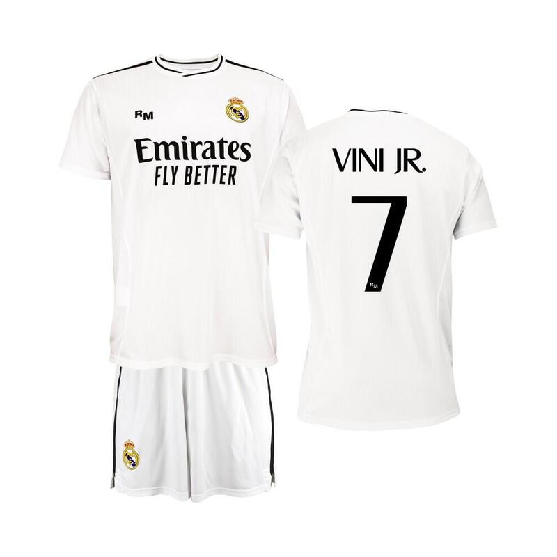 Conjunto Fútbol Real Madrid 1ª Equipación Réplica Oficial Vini JR. 24/25