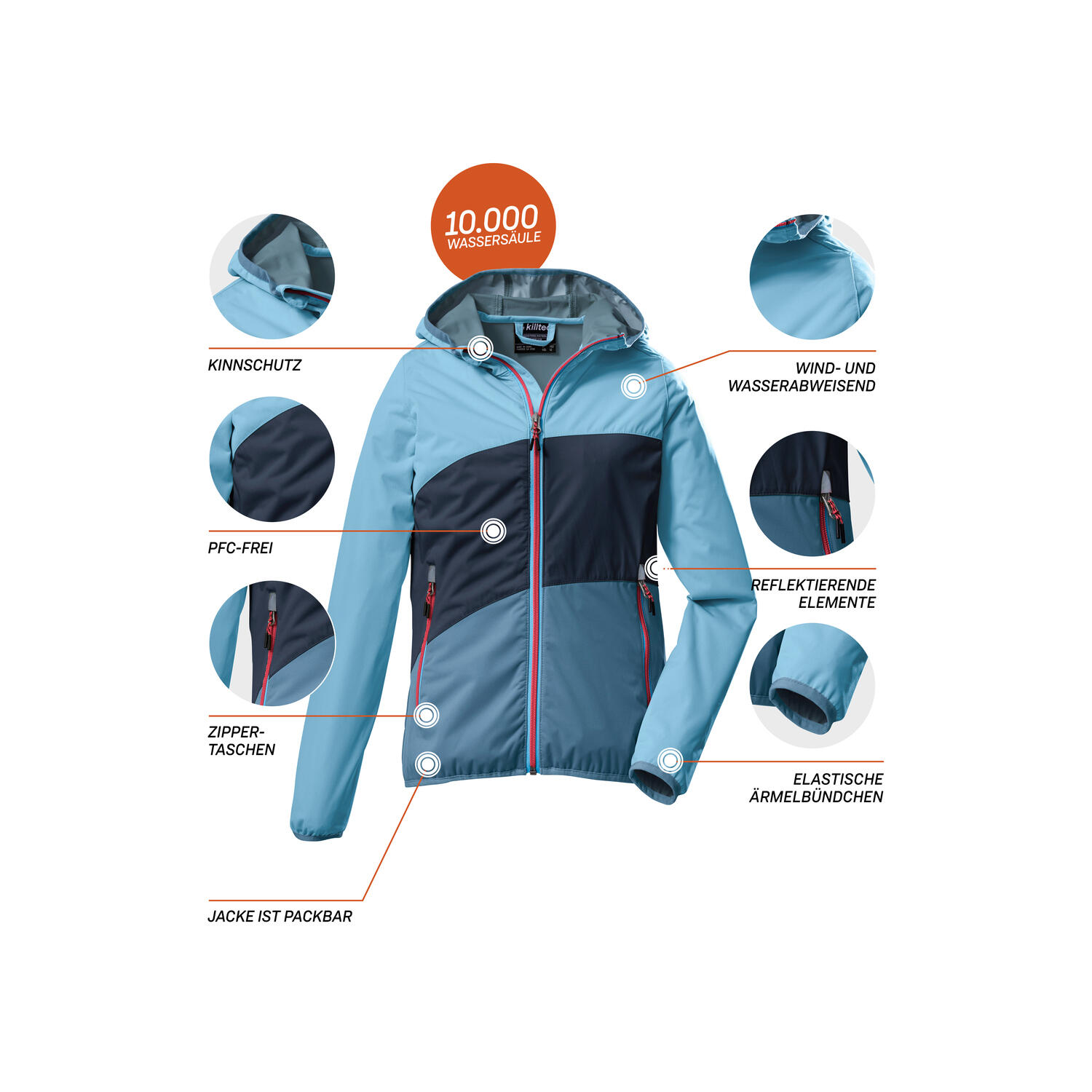 Killtec Funktionsjacke für Mädchen mit 10.000mm Wassersäule und Kapuze 6/6