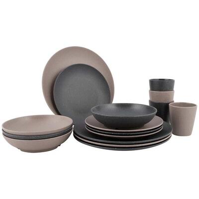 Bo-camp urban outdoor collection servies folkestone 16 stuks beige/grijs