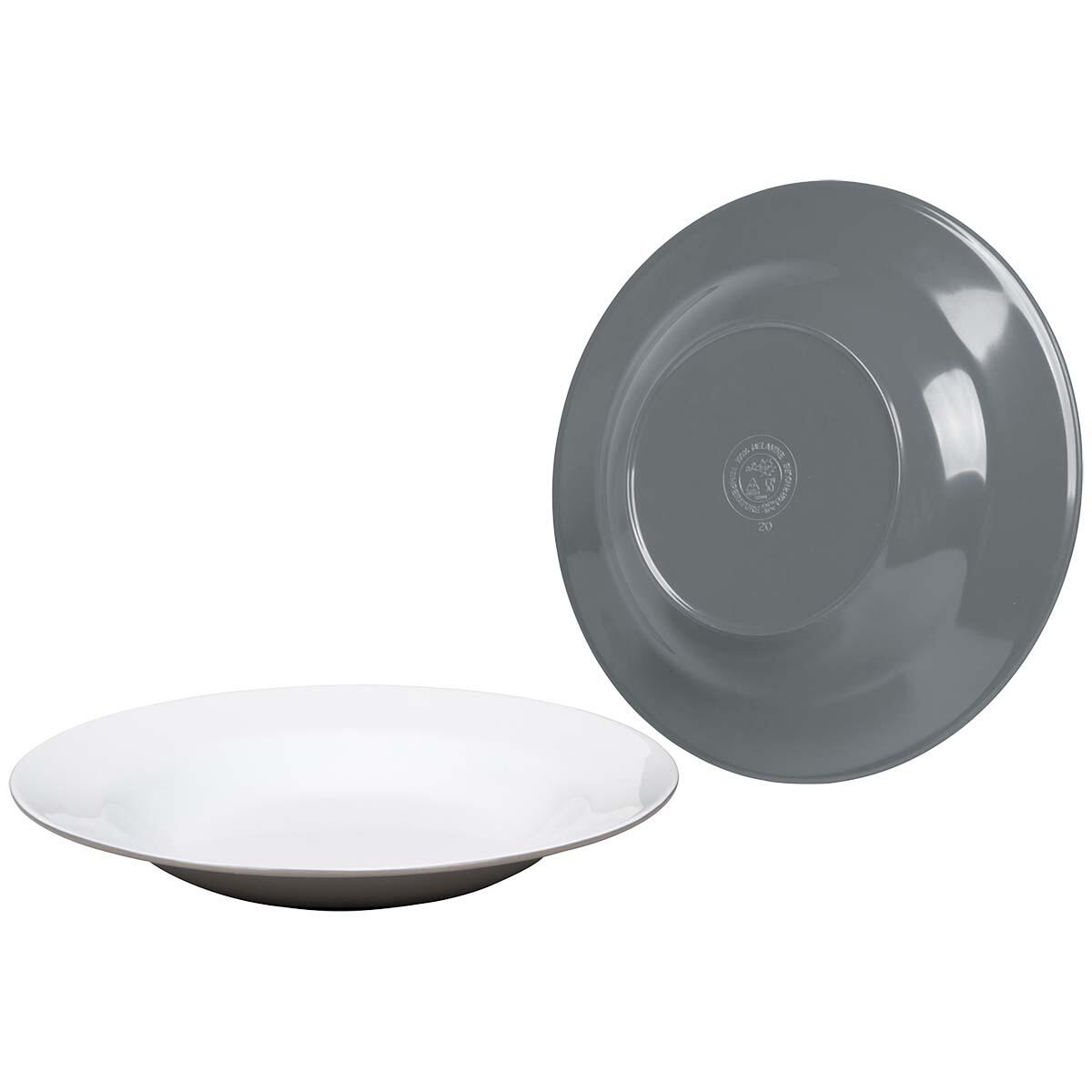 Assiette creuse - Bicolore - Mélamine - 4 Pièces - Gris 2/2