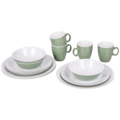 Bo-camp servies two-tone 16 stuks groen