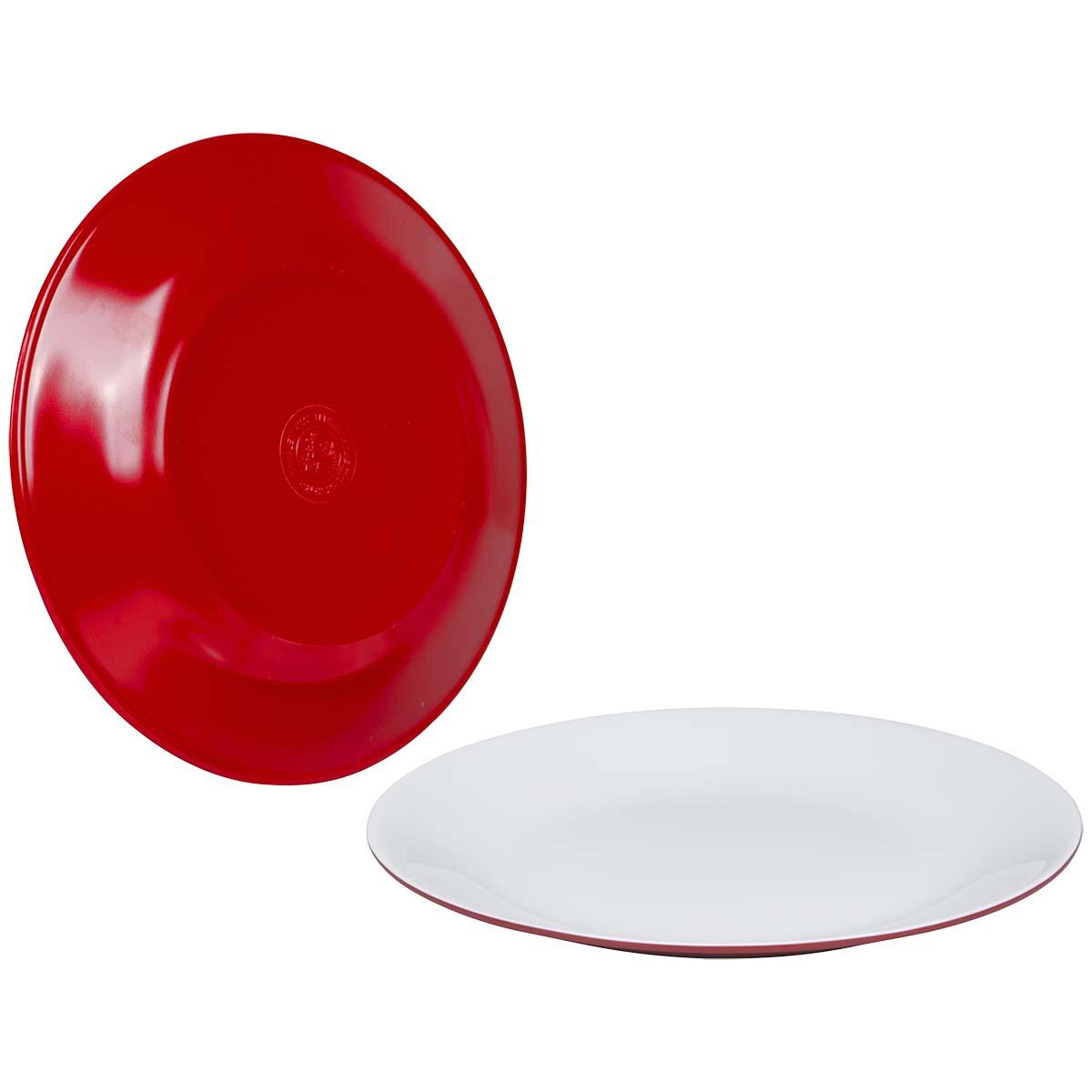 Assiette plate - Bicolore - Mélamine - 4 Pièces - Rouge 2/2