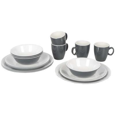 Bo-camp servies two-tone 16 stuks grijs