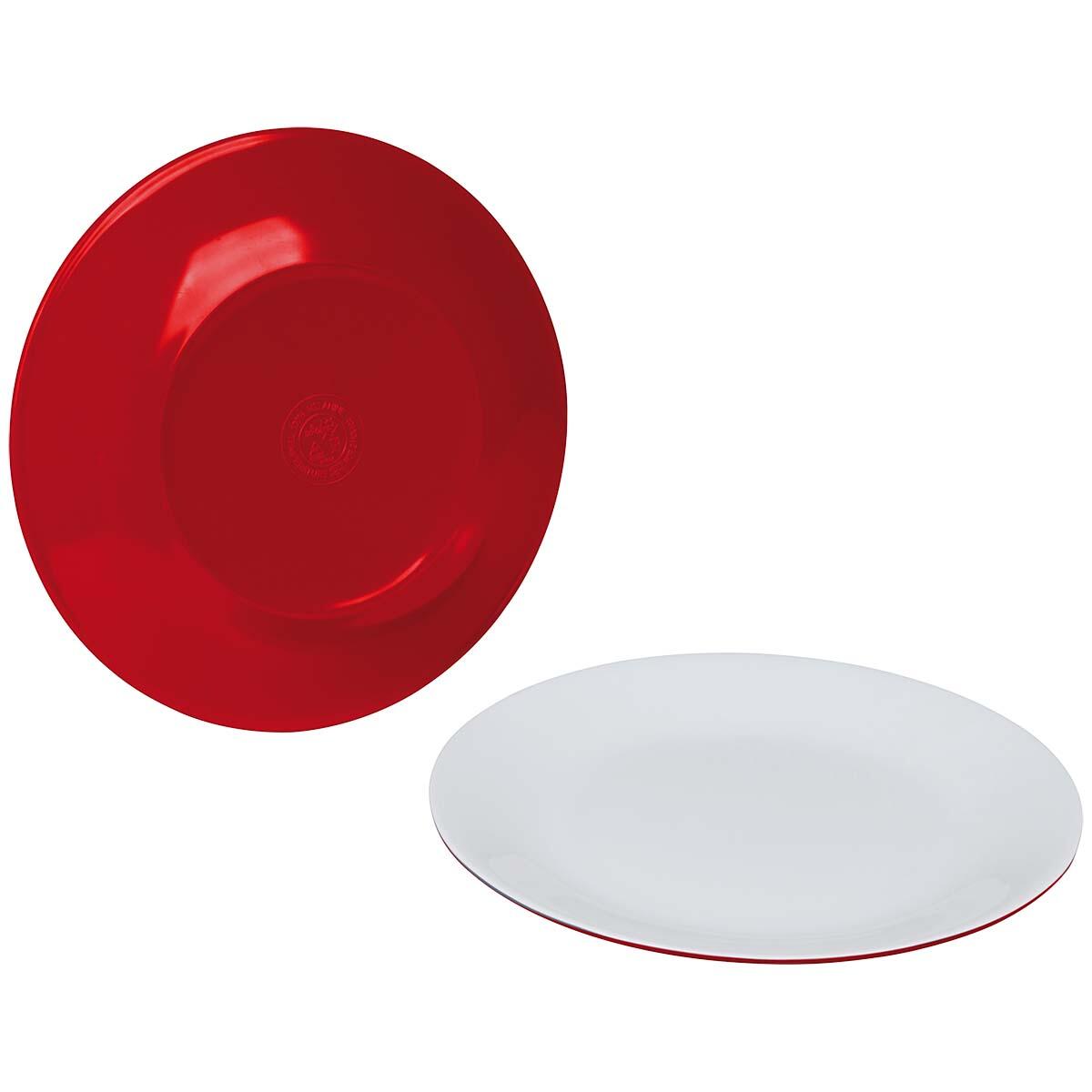 Assiette petit déjeuner - Bicolore - Mélamine - 4 Pièces - Rouge 2/2