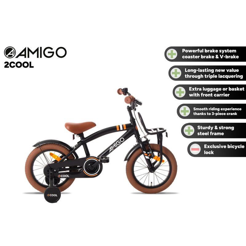 AMIGO Vélo garçon 2Cool 12 Pouces 21 cm Garçon Frein à rétropédalage Noir