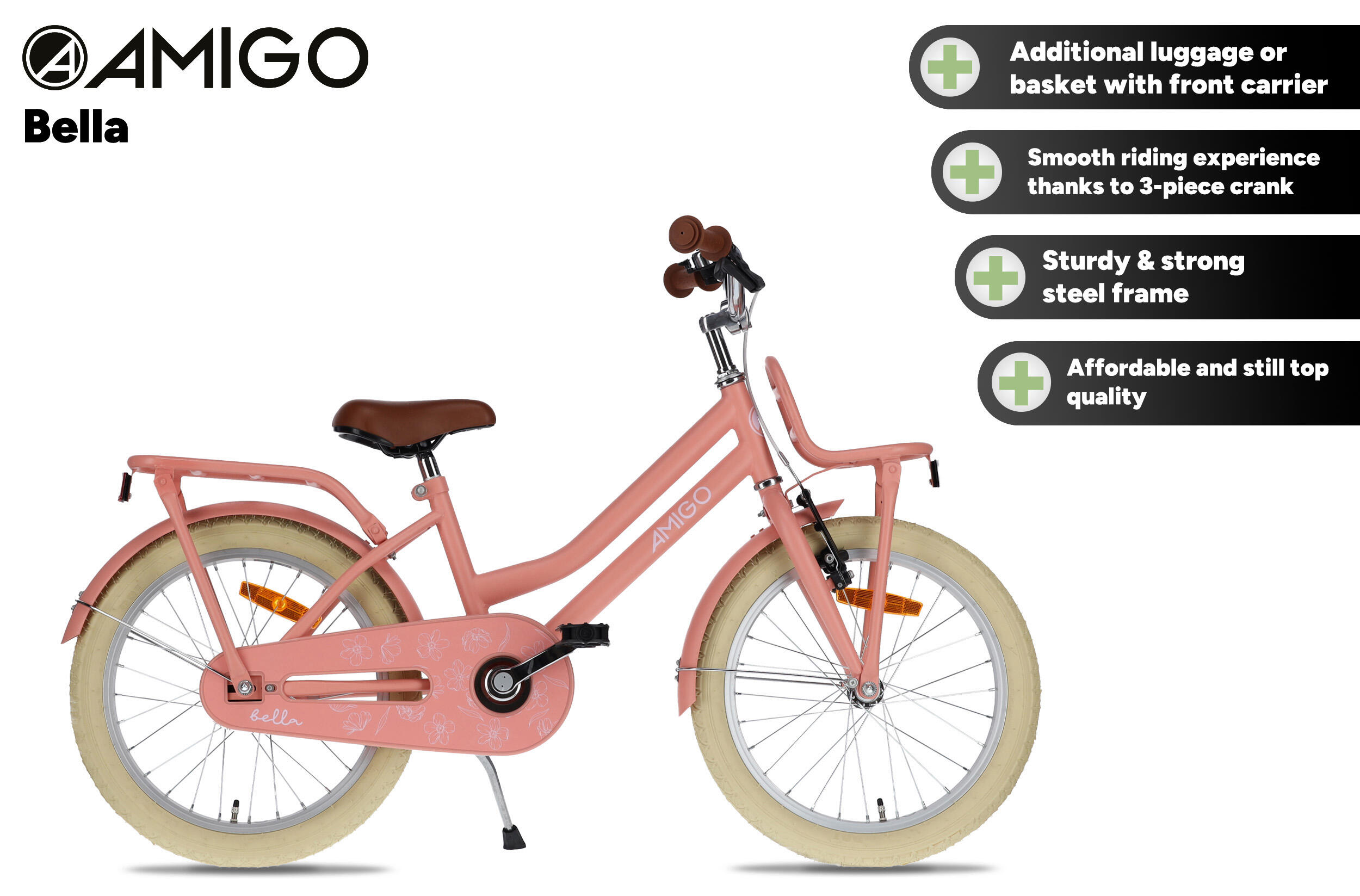 AMIGO Meisjesfiets Bella 18 Inch Meisjes Terugtraprem Zalmroze 2/7