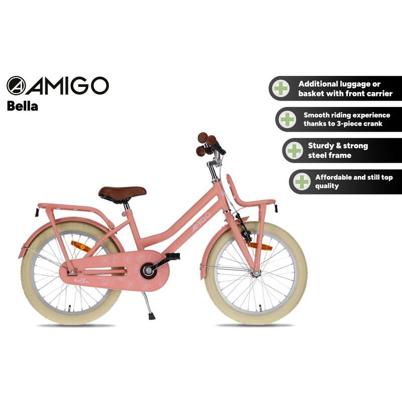 AMIGO Vélo fille Bella 18 Pouces 29 cm Fille Frein à rétropédalage Saumon