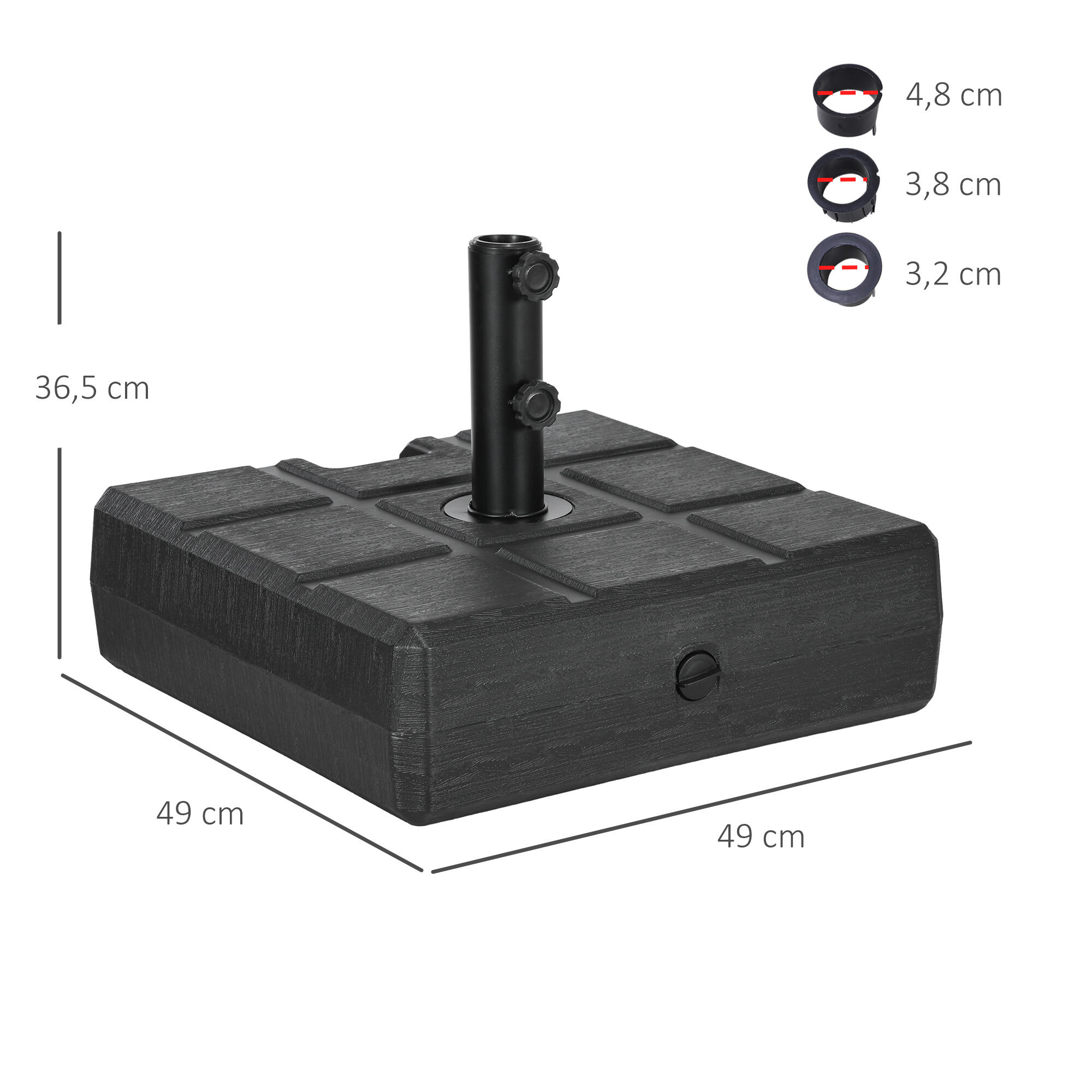 Base de Sombrilla Outsunny 49x49x36.5 cm Negro 3/7