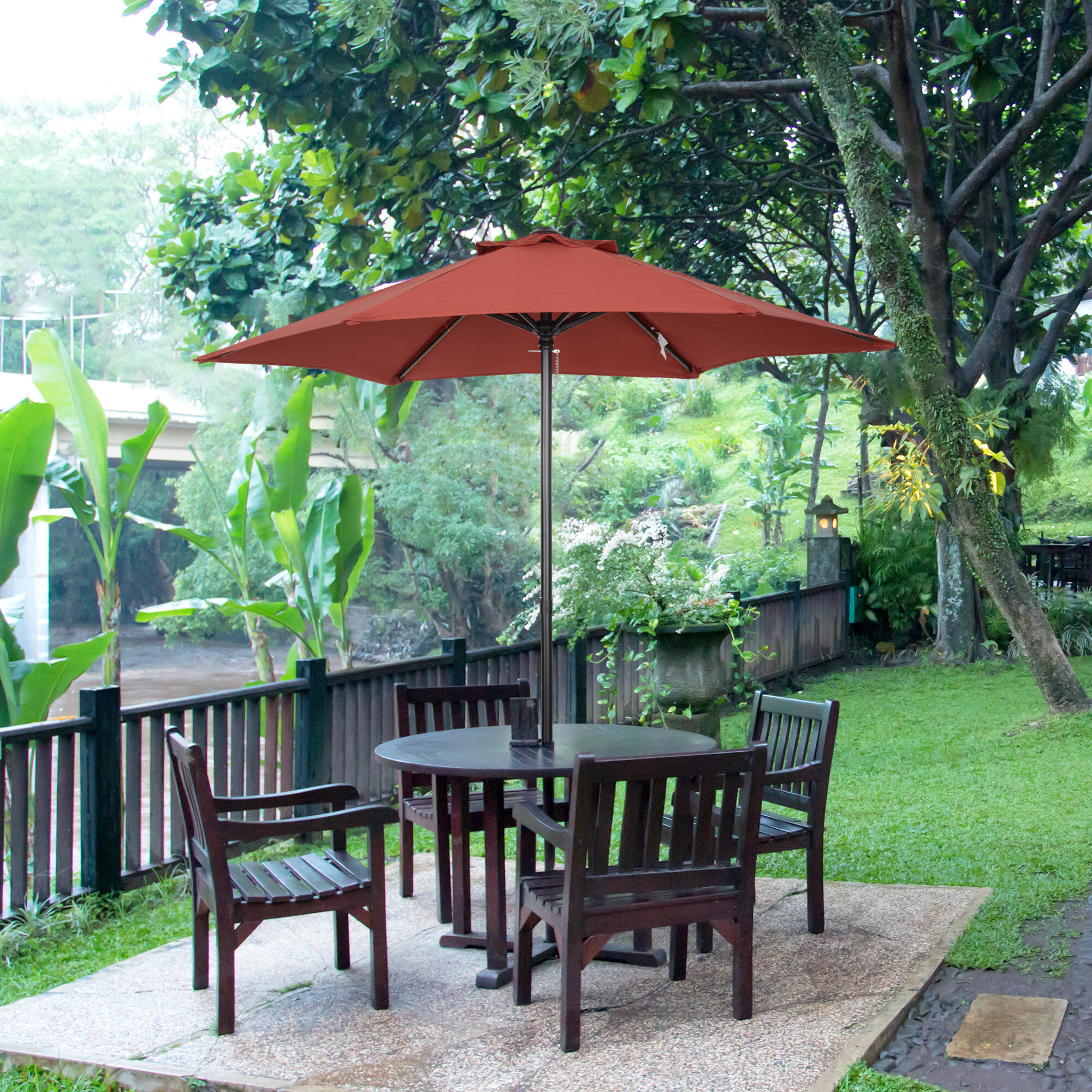 Sombrilla Outsunny 196x196x204 cm Rojo Vino 2/7