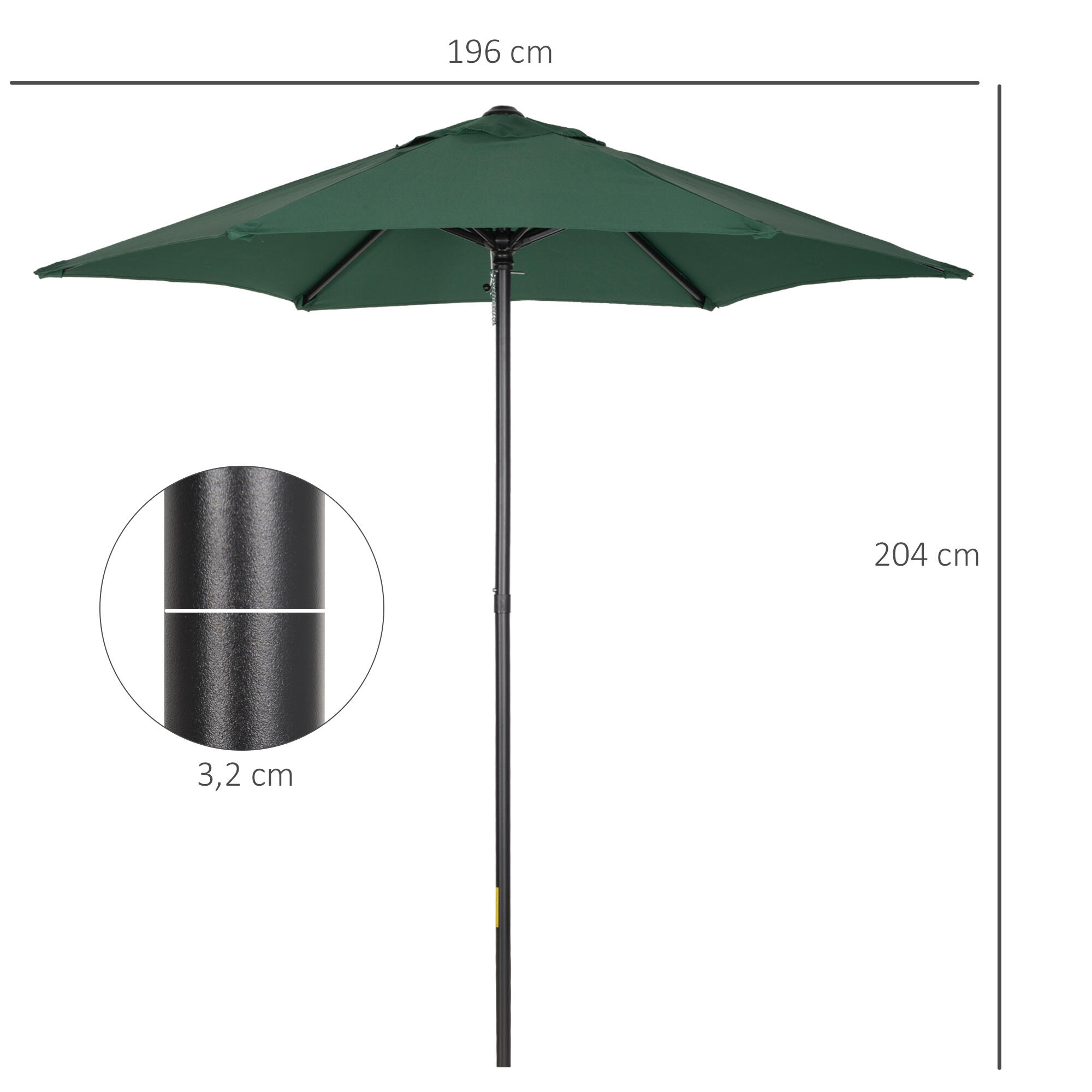 Sombrilla Outsunny 196x196x204 cm Verde 3/7