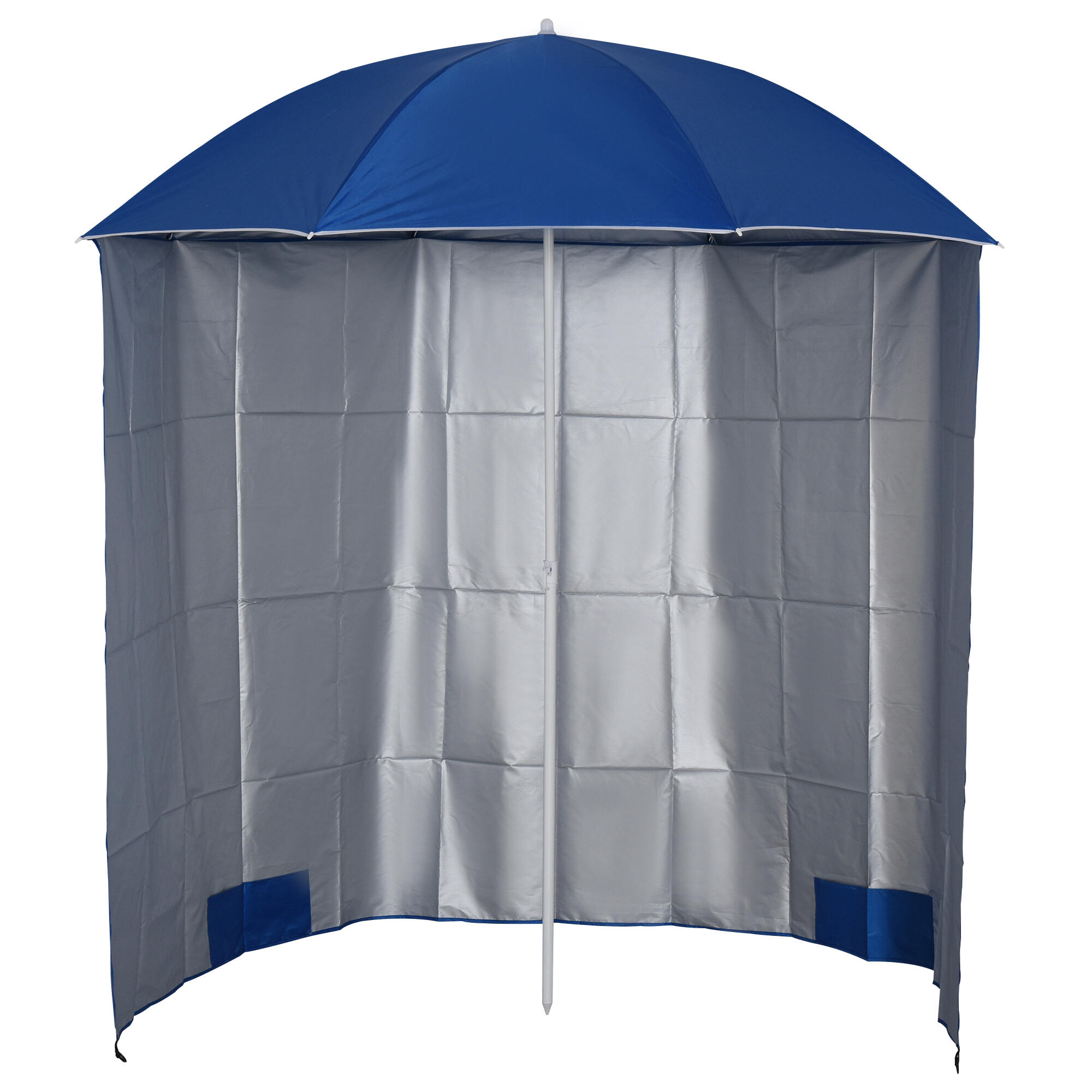 Chapéu de sol de praia ø220x220 cm azul Outsunny 1/7